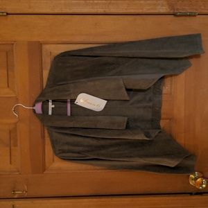 Season 6 Cropped Faux Suede Olive Green Blazer Jacket Size M